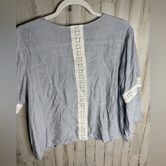 Jessica Simpson Boho Top Women's 1X 100% Cotton Bell Sleeves Stripes - Picture 10 of 15